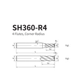 G-SH360-R4  4 Flutes, Corner Radius - Big-tools Industrial Supply Tools for Metal Cutting